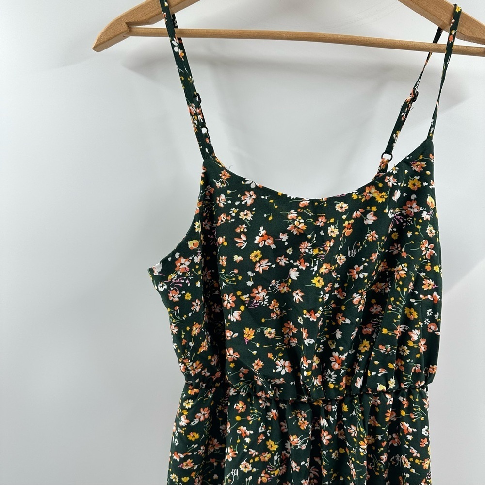 Green Floral Maxi Dress with Adjustable Straps and Back Tie – Size M - Picture 3 of 5